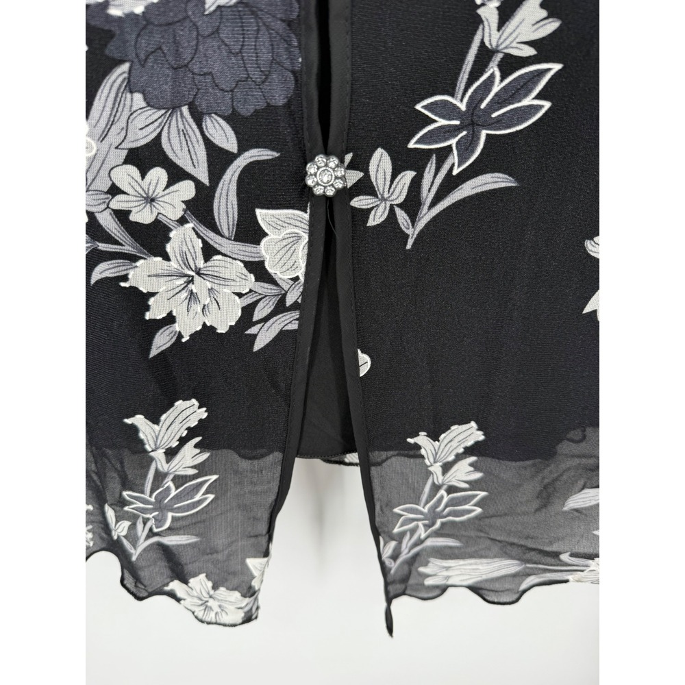 VTG Appointments Floral Mesh Blouse Women 3X Black Rhinstone V-Neck Top Y2K - Picture 4 of 6